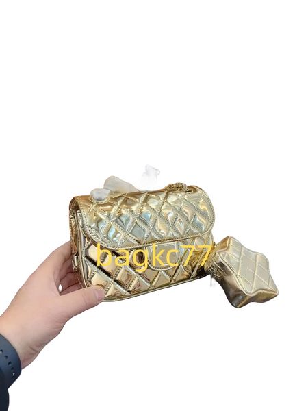 24SS Top Luxuriöse und modische Design-Tasche für Damen, klassisch, 2-in-1-Kette, Vorhaut, Ledermaterial, Diamant-Plaid-Flip-Tasche, Retro, vielseitig, One-Shoul