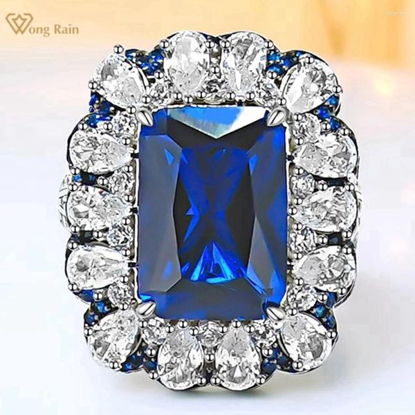 Anéis de cluster wong chuva vintage 925 prata esterlina 10ct safira rubi alto carbono diamante anel de pedra preciosa para mulheres casamento noivado