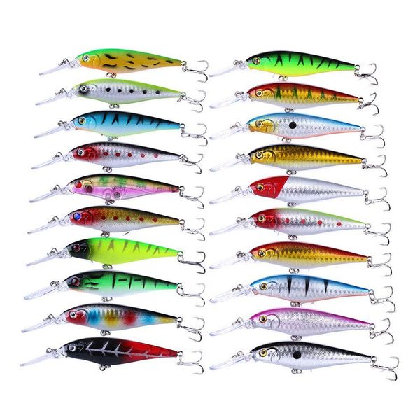 Yemler hengjia 80pcs balıkçılık seti 3d minnow cazibesi 10 renk 11.7g/11cm yüksek kaliteli sert mi026 damla teslimat sporu açık havada