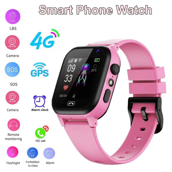 Bambini 4G Astuto Della Vigilanza SOS Posizione GPS Video Chiamata Sim Card Per I Bambini SmartWatch Macchina Fotografica Orologio Impermeabile Per Le Ragazze Dei Ragazzi Relojes