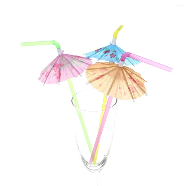 Одноразовые стаканчики, соломинки, 120 шт., флуоресцентный зонтик, присоски для питья Tubularis для бара, клуба, DIY напиток (смешанные цвета)
