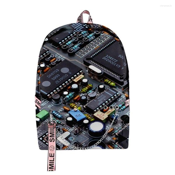 Rucksack Klassische Neuheit Elektronischer Chip Schüler Schultaschen Unisex 3D-Druck Oxford Wasserdichtes Notebook Multifunktions-Reiserucksäcke