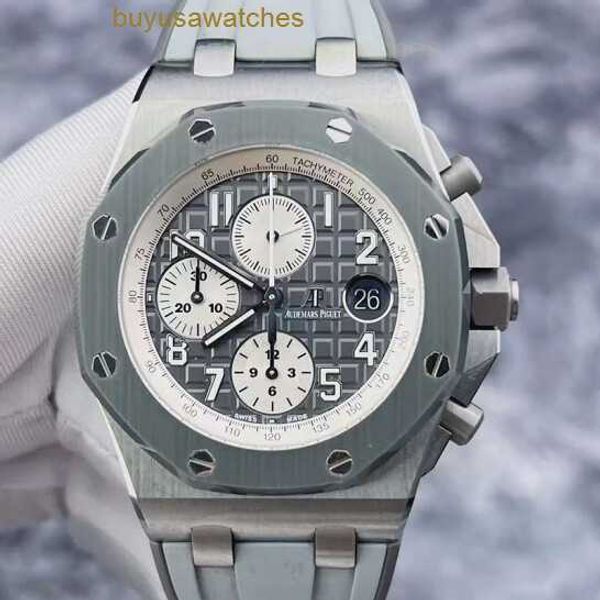 AP bilek saat kol saati Royal Oak Offshore Serisi 26470io Mens Saat Gri Seramik Yüzük Titanyum Metal Takvim Zamanlaması 42mm Otomatik Mekanik Saat