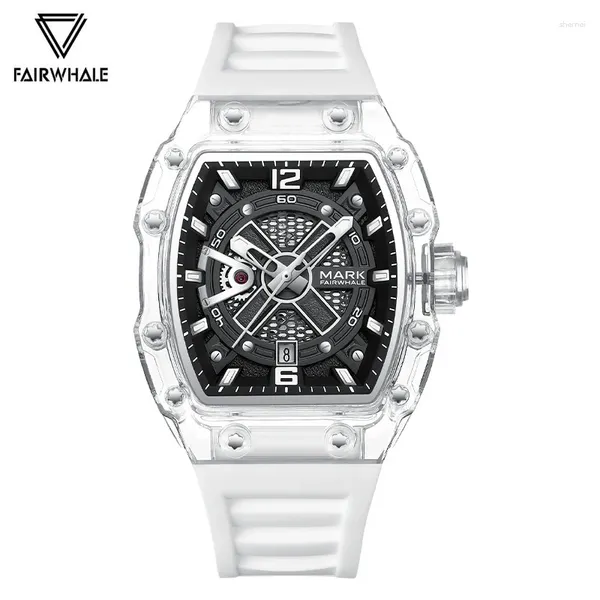 Наручные часы Mark Fairwhale Спортивные мужские часы Модные часы Tonneau с прозрачным корпусом Роскошные автоматические механические наручные часы Boy Reloj