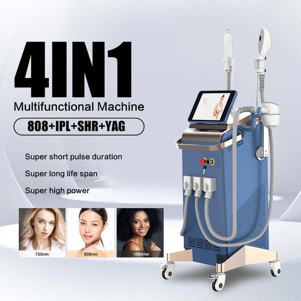 CLINIC SALON SPA USO 4 em 1 Multifunções 808nm Máquina de remoção de pêlos a laser de diodo IPL para cabelo a laser pulsado yag laser remove sobrancelhas 2 anos de garantia