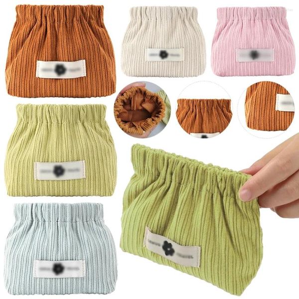 Sacos de armazenamento Viagem Corduroy Elastic Bag Hair Tie Organizador Grande Capacidade Mini Bolsa de Maquiagem para Negócios