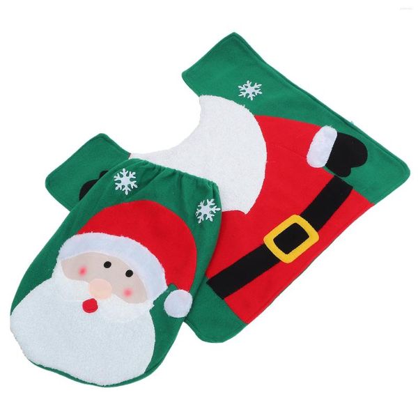 Tapetes de banho Christmas Toilet Cover Mat Set Cute Tampa Protetor Decorativo Pad para Poliéster Xmas Banheiro