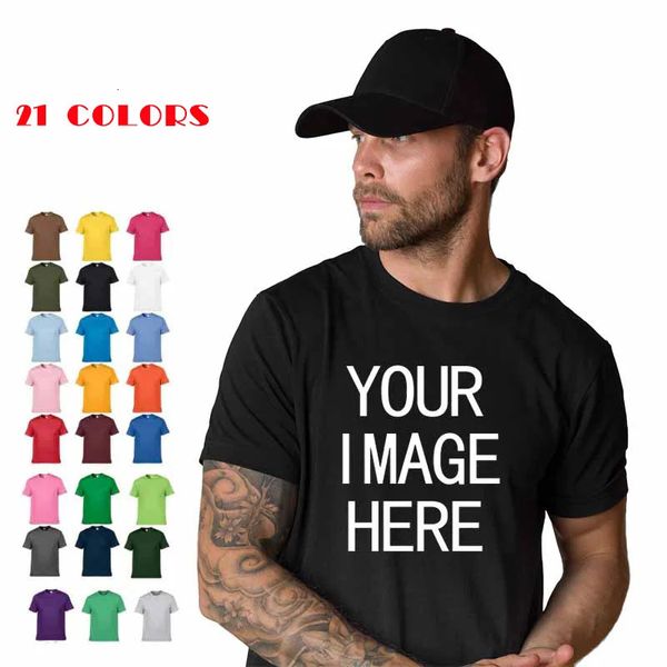 Fiyat Yok% 100 Pamuk Kısa Kollu O-Neck Erkekler T-Shirt Üstler Tee Özelleştirilmiş Baskı Kendi Tasarım Markası Unisex T Shirt 240325