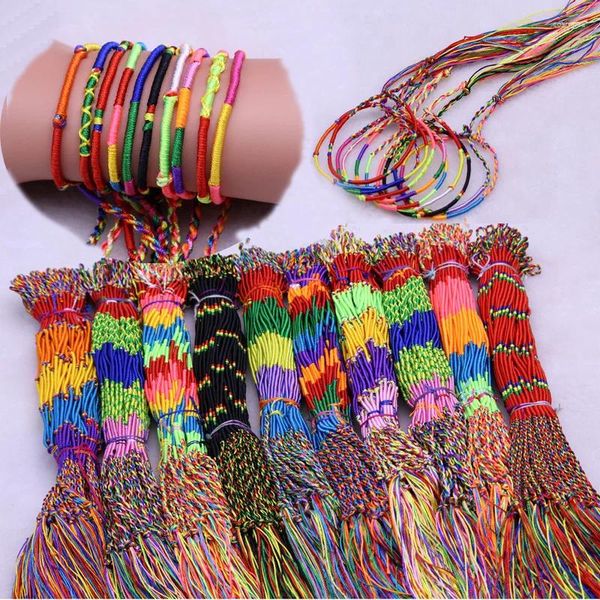 Favor de festa 20-50 pcs cor estilo étnico tecido corda corda pulseiras crianças aniversário favores casamento convidados presentes chá de bebê decoração de pulso