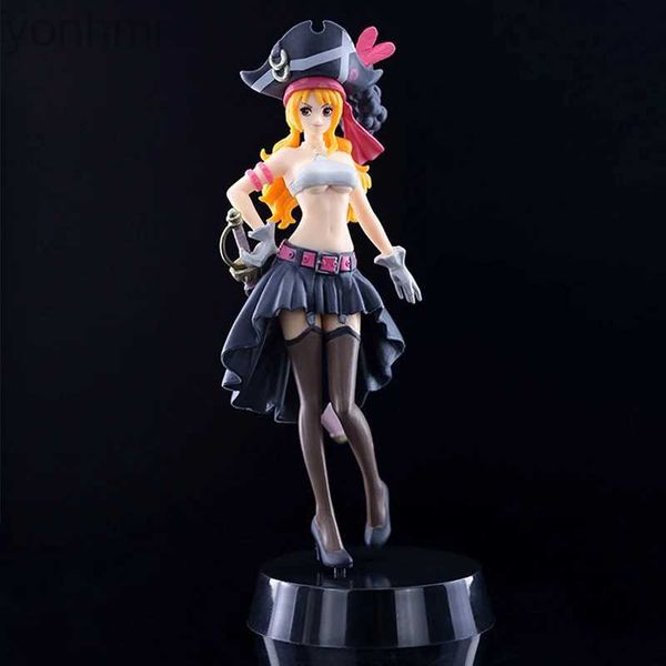 Anime mangá 19cm anime figura de ação de uma peça nami nico preto roupas maiô sexy meninas estatueta pvc modelo colecionável brinquedo presente do miúdo 24329