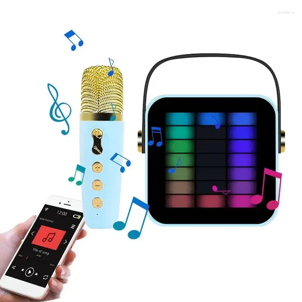 Microfoni Mini Karaoke Speaker Machine Illuminazione intelligente senza fili Intrattenimento per riunioni di famiglia Parte da spiaggia