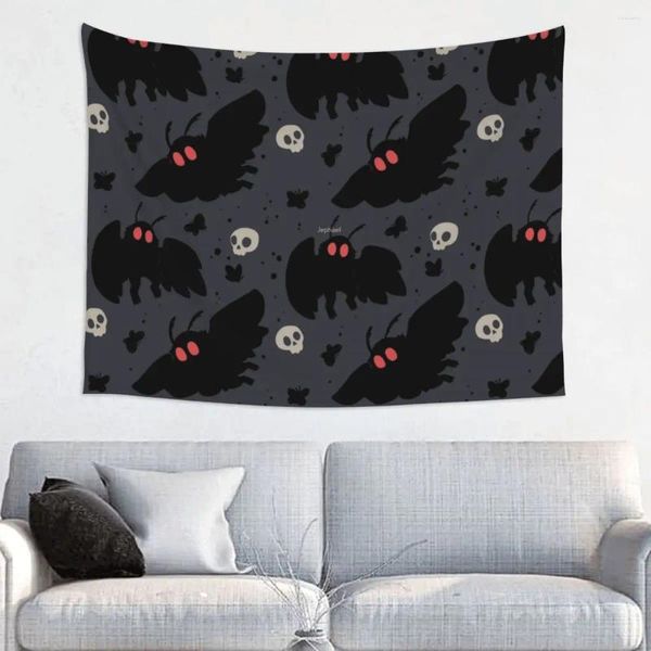 Tapestries Mothman Nachtgrauer Wandteppich, Wandbehang, bedruckt, Polyester, böhmische Decke, Dekor, Yoga-Matte