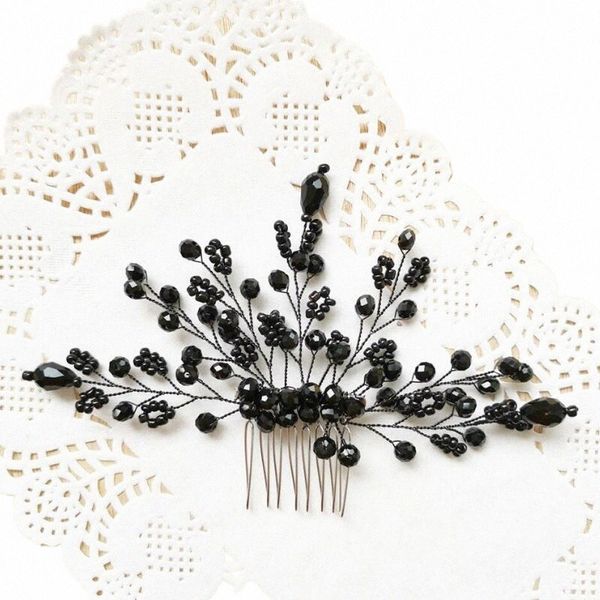 pettini per capelli in cristallo nero Accessori per capelli da sposa Pettine per capelli da sposa per sposa Pezzo per accessori da sposa nero per le donne