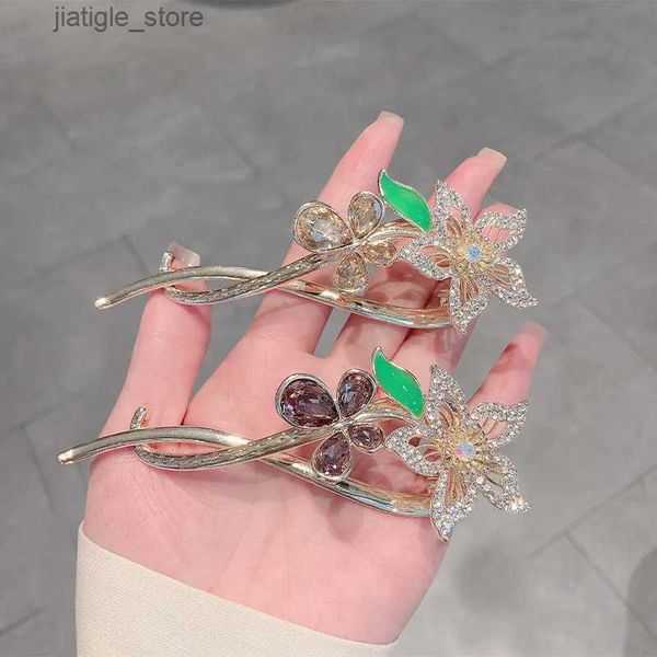 Haarspangen VANIKA Neue Mode Kristall Blume Frosch Schnalle Haarspange Haarspange Elegantes Mädchen Pferdeschwanz Clip Kopfschmuck Sommer Accessoire Dekorieren Y240329