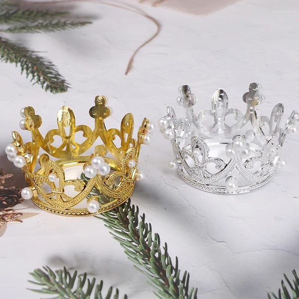 Party Supplies 1 PC Mini Crown Cake Topper Goldene Silber Kristall Perle Kinder Haarschmuck Für Hochzeit Geburtstag Dekoration Werkzeug