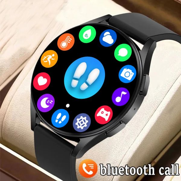 Tam dokunmatik akıllı saat erkek 2024 bluetooth çağrı fitness izleyici 1.39 inç ekran Samsung Galaxy için Akıllı Gözlemciler Watch 4 Android