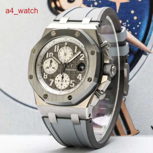 Ünlü AP bilek saat 26470 Royal Oak Offshore 42 Gauge Titanyum Metal Gri Yüz Zamanlama Tarihi Ekran Otomatik Mekanik Erkek Saat Seti