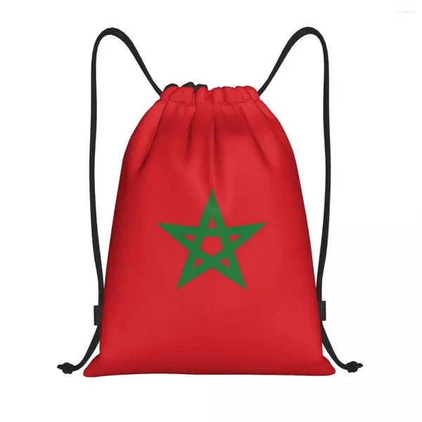 Borse per la spesa Personalizzate La bandiera del Marocco Zaino con coulisse Donna Uomo Leggero Palestra Sport Sackpack Sacchi per viaggiare