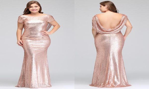 Artı Boyut Gül Altın Nedime Elbiseleri Uzun Köpüklü 2018 Yeni Kadınlar Zarif Denizkızı Sizli Akşam Balo Partisi Gown Celebrity FO4802923