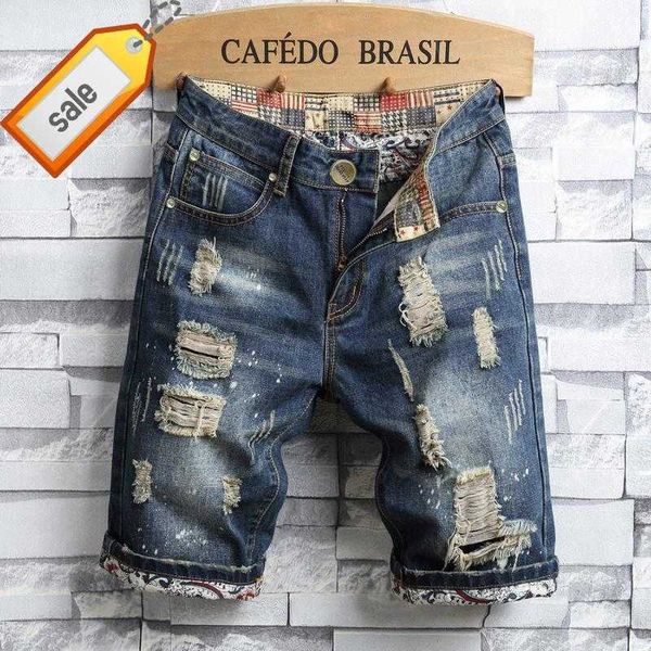 Herren Jeans Mode Shorts Männer Loch Persönlichkeit Sommer Koreanischen Stil Zerrissene Jean für Slim Hose Motorrad Strumpfhosen