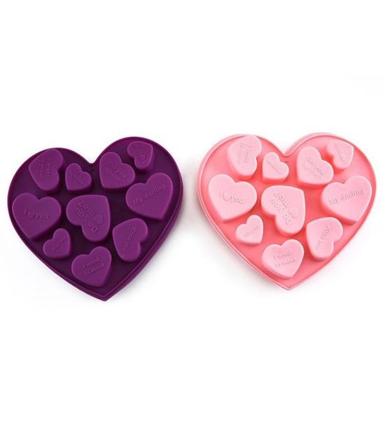 Stampi per cioccolato in silicone a forma di cuore Lettere inglesi Torta Stampo per cioccolato Vassoio per ghiaccio in silicone Stampi per gelatina Stampo per cottura del sapone8482495