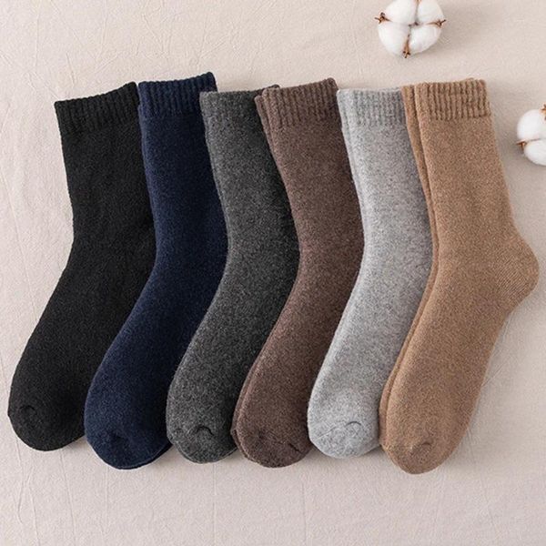 Erkek Çoraplar 2 Çarşamba Süper Kalın Merino Yün Yüksek Kaliteli Erkekler Düz Renk Marka Kış Sıcak Boyutu 38-46
