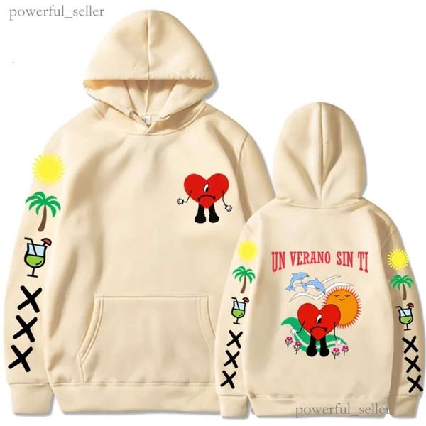 Moletons masculinos Moletons Bad Bunny UN VERANO SIN TI Gráficos Dupla Face Impressão Hoodie Mulheres Oversized Unissex Pulôver Streetwear Casacos 377