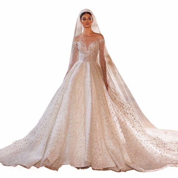 Michelle Royce Luxus-Hochzeitskleid für Frauen 2023, glitzernde Perlen, Princ Perlen, Backl-Hochzeitskleid, Vestidos De Novia X15g #