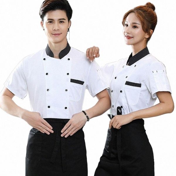 Fi Giacca da cuoco Uomo Donna Camicia da cuoco Pasticceria Abbigliamento Tasca applicata Asciugatura rapida Chef Uniforme Cameriere Gnt Y7y0 #