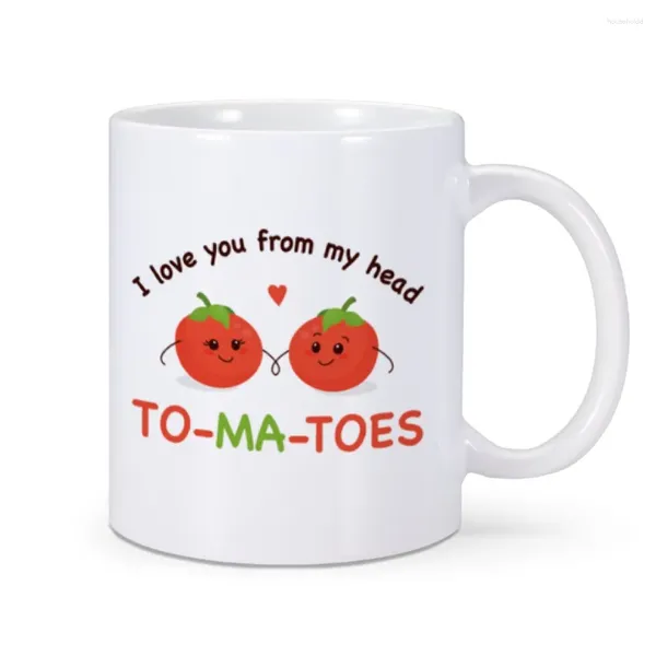 Tazze Simpatica tazza da caffè al pomodoro Ti amo dalla mia testa Tazza di pomodori Romantico San Valentino Regalo di anniversario per il fidanzato Marito