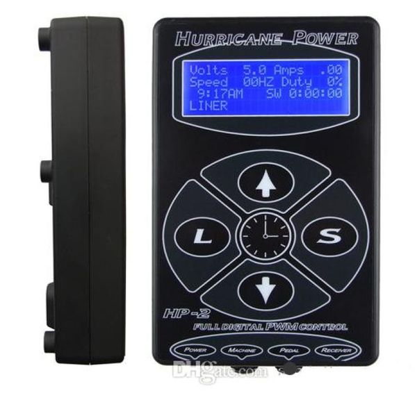 Ganze Hurricane HP2 Schwarz Tattoo Netzteil Digitale LCD Display Für Tattoo Maschine Clip Cord Tattoo Kit Ship2799913