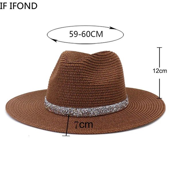 Weiß Frauen Sonnenhut Sommer Breite Krempe StrawTravel Strand Hüte Große Größe 60CM Jazz Trilby Cap Chapeu Feminino Praia 240320