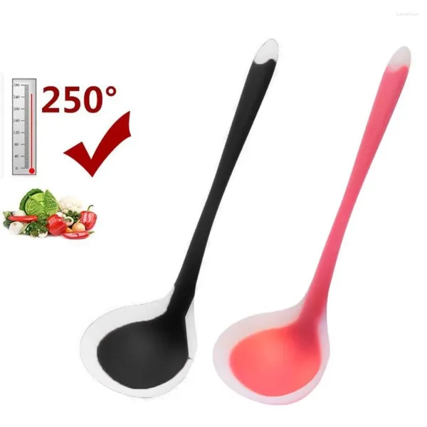 Colheres curvo lidar com silicone concha colher de sopa antiaderente com revestimento higiênico cozinhar utensílios espaguete-skimmer resistente ao calor