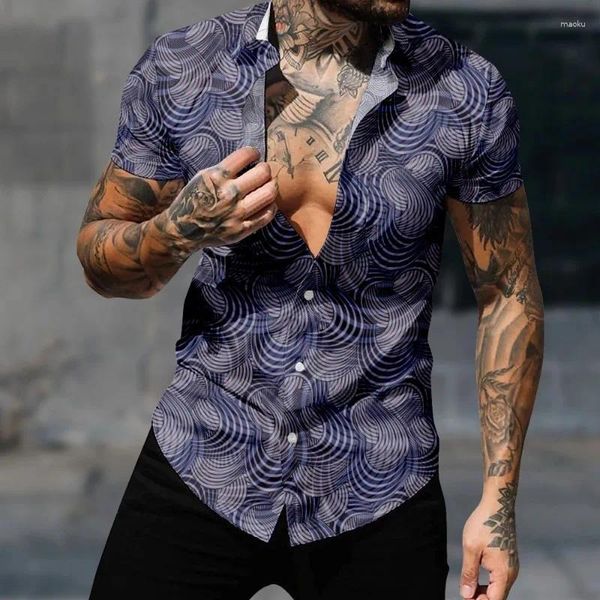 Camisas casuais masculinas camisa havaiana para homens moda corrugação arte streetwear tops harajuku impressão 3d aconchegante manga curta praia roupas de férias