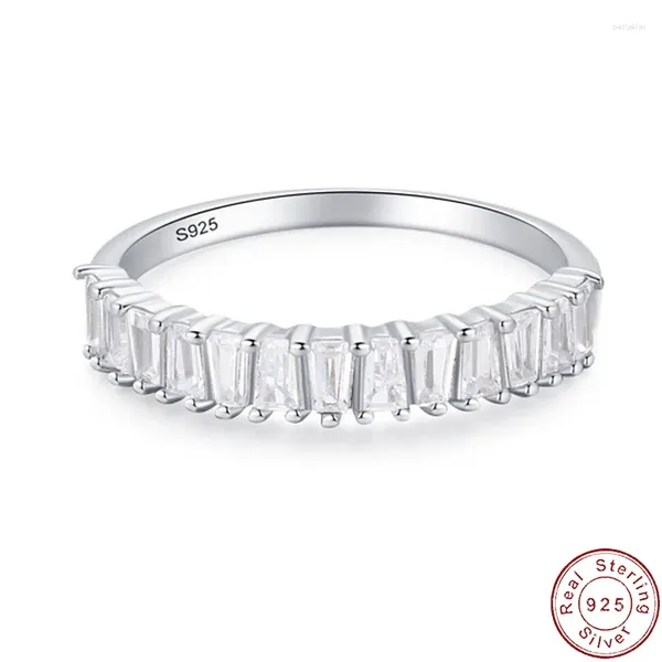 Anelli a grappolo JIALY Scintillante Europeo Pave CZ Zolletta di zucchero S925 Anello in argento sterling Fascia impilata per le donne Compleanno Matrimonio