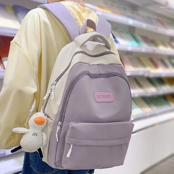 Okul çantaları bayan trendy mor su geçirmez yüksek kapasiteli kadın seyahat kitap çanta kız dizüstü bilgisayar kolej backpack moda kadın boş zaman