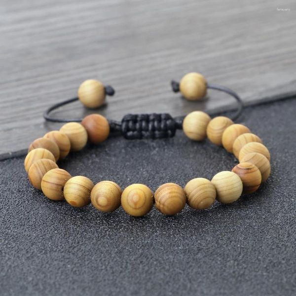 Strand sândalo contas de madeira natural pulseira tibetano étnico buda meditação pulseira elástica ajustável oração masculino feminino jóias presente