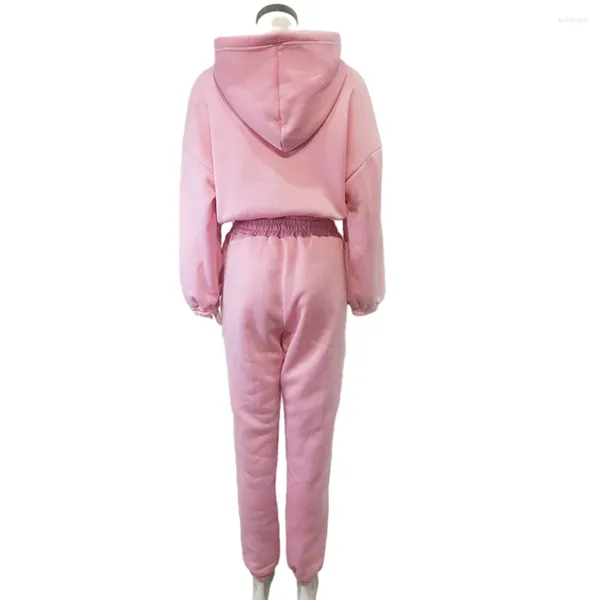 Zweiteiliges Damen-Hosen-Top-Sweatshirt-Set mit Kapuze, Jogger, hellgrau, gelb, langärmlig, lockeres Outfit, rosa, schwarz, Pendelwind
