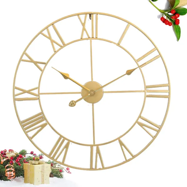 Wanduhren Eisen Stille Uhr Einfaches Dekor Home Decorative Wohnzimmer (Goldener Embryo Goldene Sonne