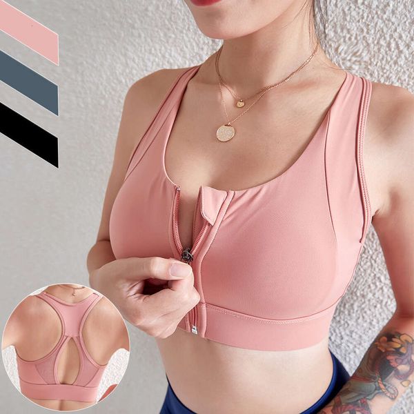 Lu Align Reggiseno Reggiseni Sport Cerniera anteriore per le donne Reggiseno yoga Canotta Cross Back Crop Top Gilet sportivo Biancheria intima elastica Lemon Sports 2024