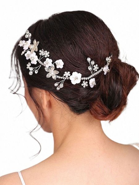 Gioielli per capelli da sposa Fr Fascia per capelli SIer Copricapo Rhinestes Copricapo elegante Accessori per capelli da sposa Acconciature Gioielli n8Y9 #