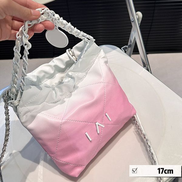 19/35 cm de damas gradiente de designer saco de lixo rosa bolas brancas cartas de chartes hardware Matelasse Chain Travel ombro Cross Body Bolsa