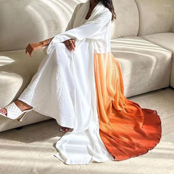 Roupas étnicas Branco Verde Abaya 2024 Dubai Chiffon Eid Outfit Kaftans para Mulher Ramadan Roupas de Verão Vestidos Árabes Senhoras