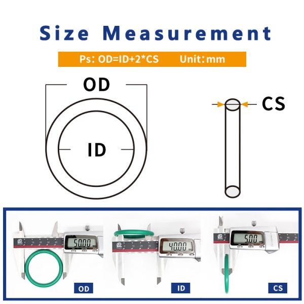 Guarnizioni di o-ring in gomma fkm verde centesimi CS5mm OD52/55/58/60/62/65/68/70/75/80*5 mm Sentinata di guarnizione dell'anello Anelli di guarnizione del carburante Rondella