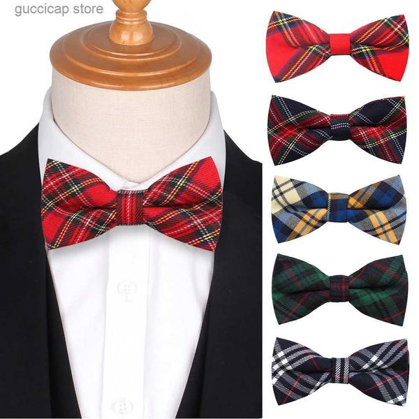 Fliegen Neue Männer Plaid Bowtie England Stil Fliegen Für Männer Frauen Einstellbare Jungen Mädchen Fliege Für Hochzeit Lässige Baumwolle Anzüge Bowties Y240329