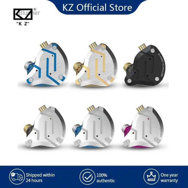 Fones de ouvido de telefone celular KZ ZS10 Pro Fones de ouvido dourados 4BA + 1DD Híbrido 10 drivers HIFI Bass Earbuds In Ear Monitor Fones de ouvido com cancelamento de ruído Metal HeadsetL2403