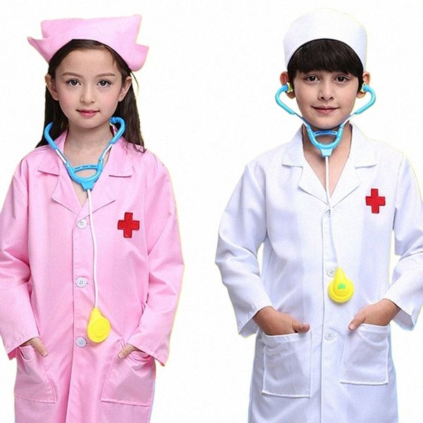 Детская одежда для косплея для мальчиков и девочек, униформа доктора и медсестры, необычные костюмы для малышей Хален, костюмы для ролевых игр, праздничная одежда, платье доктора W61z #