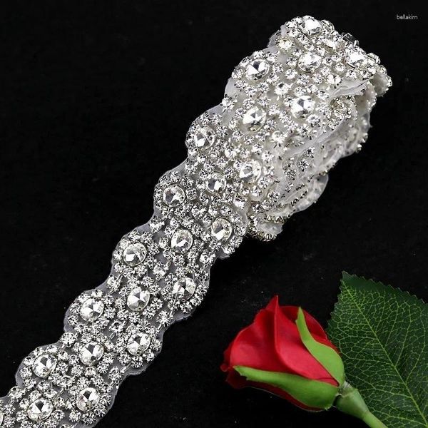 Cinture JLZXSY 1 metro fatto a mano in cristallo con strass applique rifinitura da sposa fai da te fascia per bouquet maniglia accessori da sposa