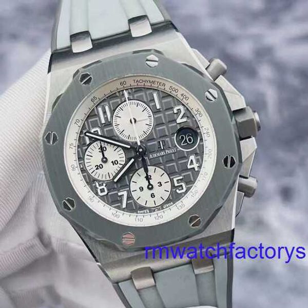 Relógio de pulso feminino AP Royal Oak Offshore Series 26470IO Relógio masculino cinza anel cerâmico titânio metal calendário cronometragem 42 mm relógio mecânico automático