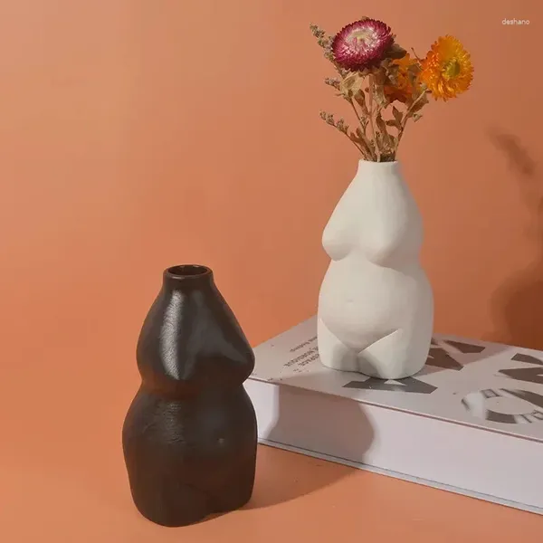 Vasi Creativo Mini Vaso da fiori Decorazione da tavolo Forma del corpo Petto d'arte BuCeramic Piccolo vaso Soggiorno moderno Casa